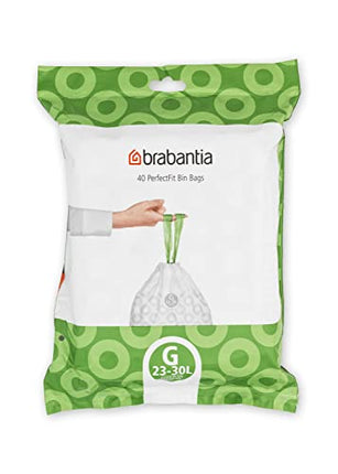 Brabantia Perfectfit Bags, Code G, 23-30 Litre, 40 Bags Per Dispenser Pack, - White