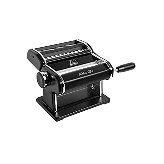 Marcato Atlas Pasta Machine, Made in Italy, Black, Includes Pasta Cutter, Hand Crank, and Instructions