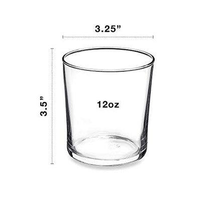 Bormioli Rocco Bodega Collection Glassware � Set Of 12 Medium 12 Ounce Drinking Glasses For Water, Beverages & Cocktails � 12oz Clear Tempered Glass Tumblers