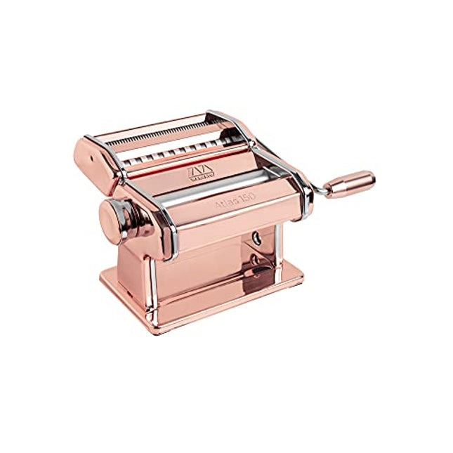 Marcato Atlas 150 Machine, Made in Italy, Includes Pasta Cutter, Hand Crank, and Instructions, 150mm, Copper