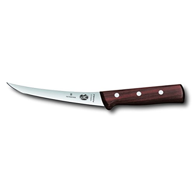 Victorinox Swiss Army Cutlery Rosewood Curved Boning Knife, Flexible Blade, 6-Inch