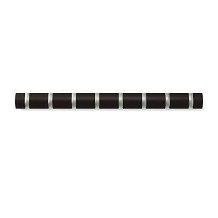 Umbra Flip Wall Mounted Floating Rack Modern, Sleek, Space-Saving Hanger with Retractable Hooks to Hang Coats, Scarves, Purses and More, 8, Espresso