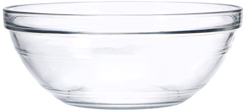 Duralex - Lys Stackable Clear Glass Bowl, 2-1/2 Quarts 9 Inches Set of 6