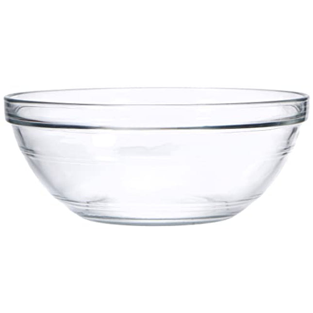 Duralex - Lys Stackable Clear Glass Bowl, 2-1/2 Quarts 9 Inches Set of 6