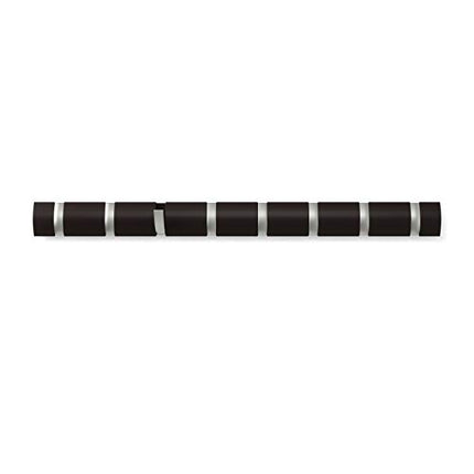 Umbra Flip Wall Mounted Floating Rack Modern, Sleek, Space-Saving Hanger with Retractable Hooks to Hang Coats, Scarves, Purses and More, 8, Espresso