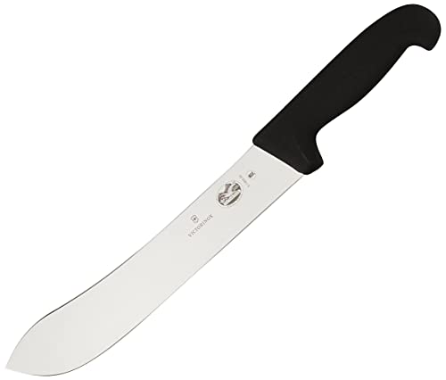 Victorinox Fibrox Pro Cimeter A Butcher Favorite Bullnose Steak Knife - Black - Blade 25 Cm