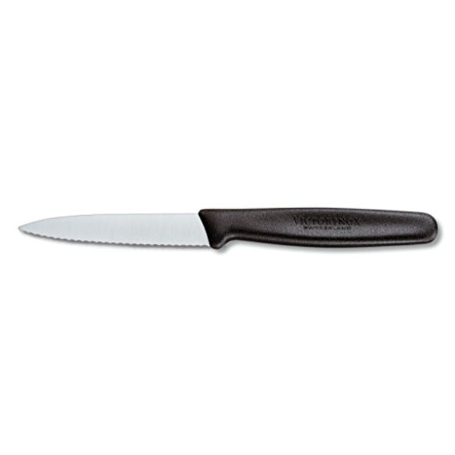 Victorinox 3.25 Inch Paring Knife with Serrated Edge, Spear Point, Black