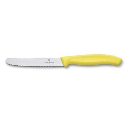 Victorinox Paring Knife With Ultra-Sharp Wavy Edge - Swiss Classic Tomato &Amp; Sausage Knife - Yellow - Blade 11 Cm