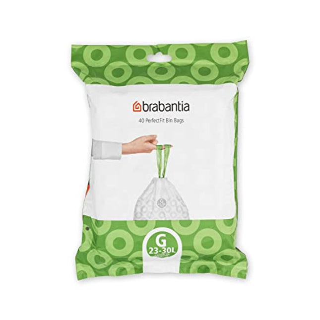 Brabantia Perfectfit Bags, Code G, 23-30 Litre, 40 Bags Per Dispenser Pack, - White