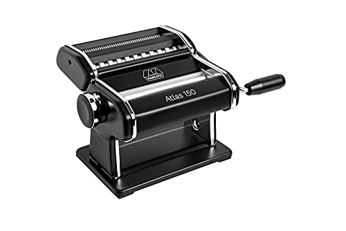 Marcato Atlas Pasta Machine, Made in Italy, Black, Includes Pasta Cutter, Hand Crank, and Instructions