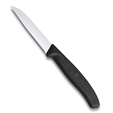 Victorinox Swiss Classic 3 1/4 inch Wavy Black Paring Knife, 3.1 inches