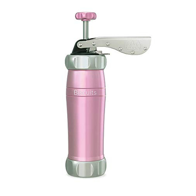 Marcato Design Atlas Deluxe Biscuit Maker Cookie Press, Includes 20 Cookie Disc Shapes, Pink