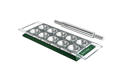 Marcato Design Atlas Ravioli Tablet Pasta Maker, Made In Italy, Green, Makes 10 2-Inch Squares, 14 X 8.5