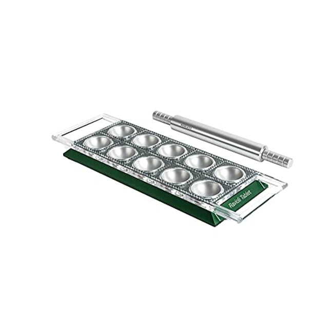 Marcato Design Atlas Ravioli Tablet Pasta Maker, Made In Italy, Green, Makes 10 2-Inch Squares, 14 X 8.5
