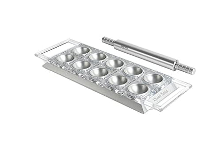 Marcato Atlas Ravioli Tablet Pasta Maker, Made in Italy, Silver, Makes 10 2-Inch Squares, 14 x 8.5