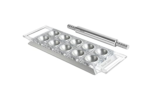 Marcato Atlas Ravioli Tablet Pasta Maker, Made in Italy, Silver, Makes 10 2-Inch Squares, 14 x 8.5