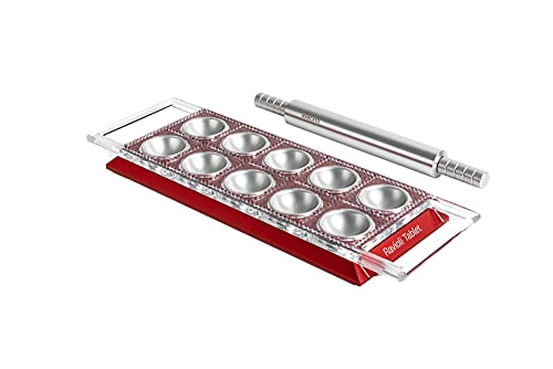Marcato Design Atlas Ravioli Tablet Pasta Maker, Made in Italy, Red, Makes 10 2-Inch Squares, 14 x 8.5