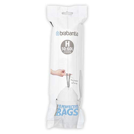 Brabantia Perfectfit Bags Code H, 50-60 Litre, 10 Bags Per Roll - White