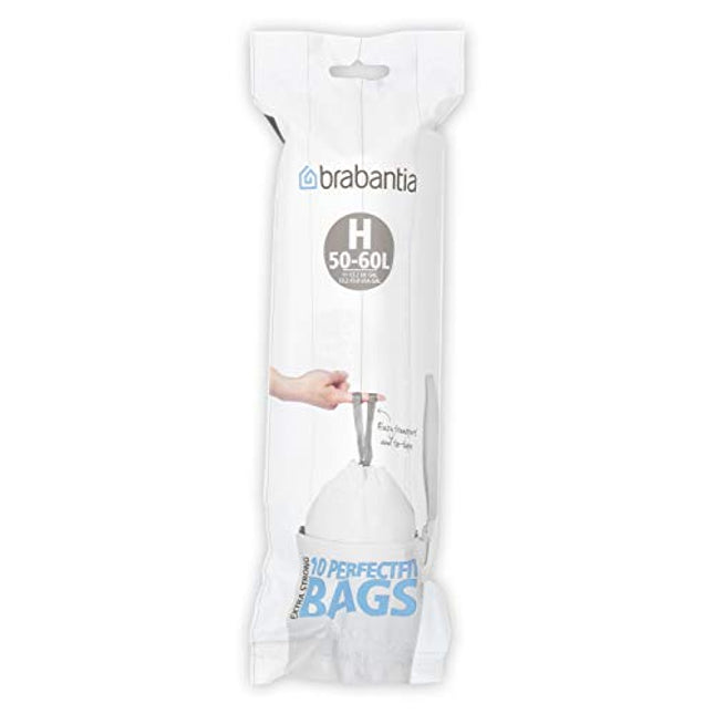 Brabantia Perfectfit Bags Code H, 50-60 Litre, 10 Bags Per Roll - White