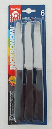 Set Of 6 Serrated Tavola Table Knives 11 Cm - Black