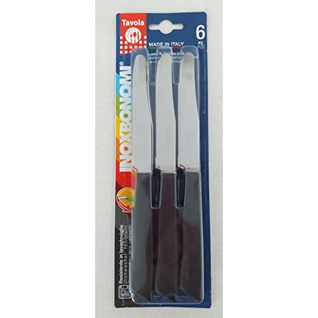 Set Of 6 Serrated Tavola Table Knives 11 Cm - Black