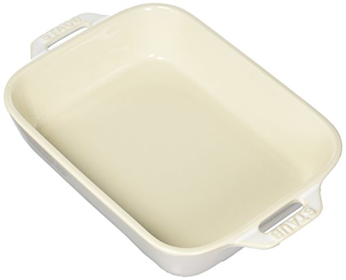 STAUB Ceramics Rectangular Baking Dish, 7.5x6-inch, Rustic Ivory