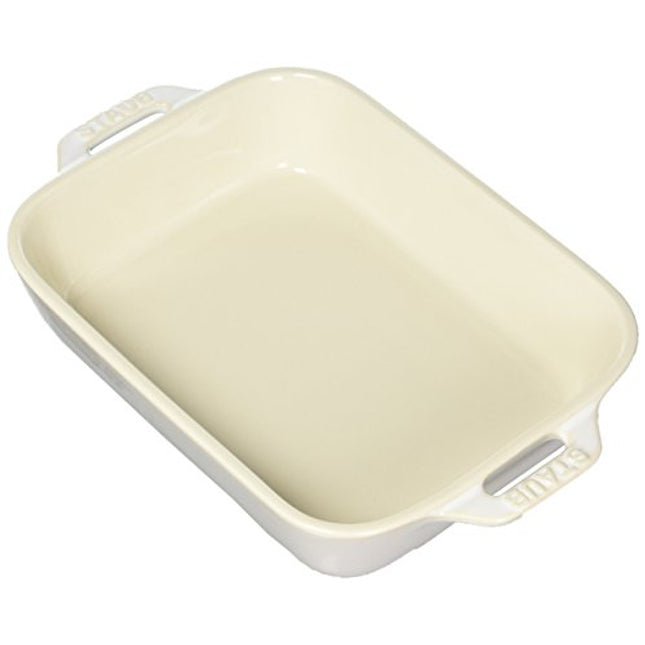 STAUB Ceramics Rectangular Baking Dish, 7.5x6-inch, Rustic Ivory