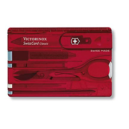 Victorinox Swisscard With 10 Functions - Swisscard Classic - Red Transparent