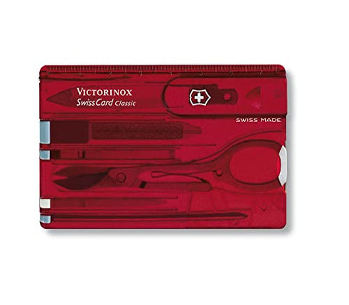 Victorinox Swisscard With 10 Functions - Swisscard Classic - Red Transparent