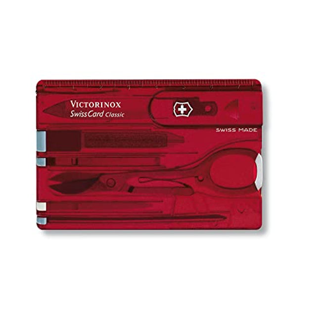 Victorinox Swisscard With 10 Functions - Swisscard Classic - Red Transparent