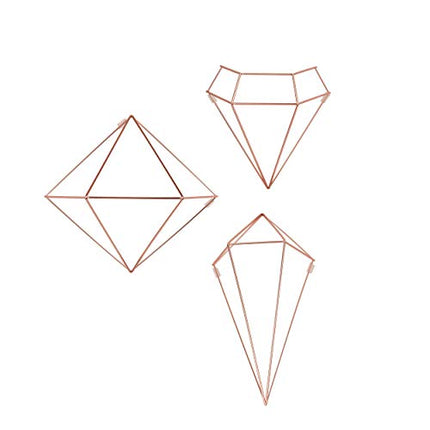 Umbra Prisma Geometric Sculptures, Decorate Your Wall with Modern Metallic Wire Shapes, Table top, Ceiling Dcor, Set of 6, Copper for Kitchen
