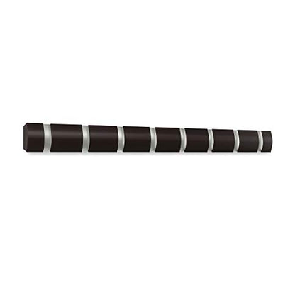 Umbra Flip Wall Mounted Floating Rack Modern, Sleek, Space-Saving Hanger with Retractable Hooks to Hang Coats, Scarves, Purses and More, 8, Espresso