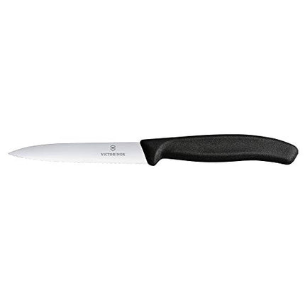 Victorinox Ultra-Sharp Paring Knife With Wavy Edge - Swiss Classic Paring Knife - Black - Blade 10 Cm