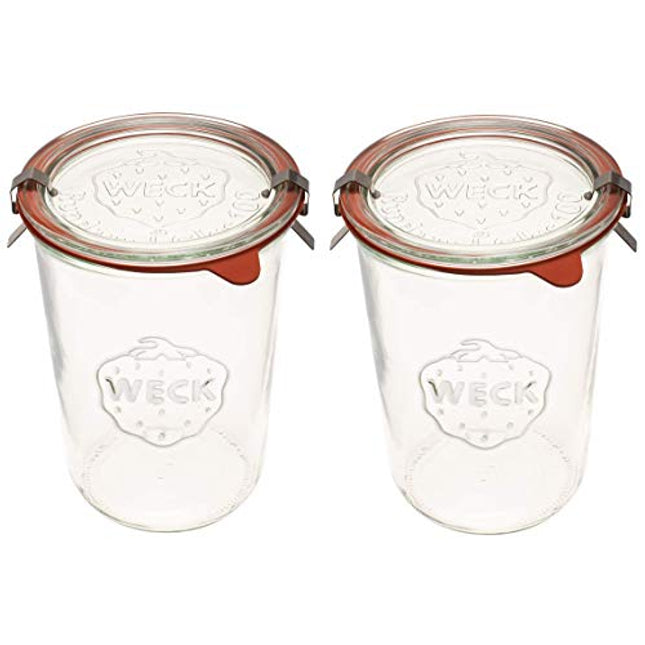 Weck Canning 743 Mold Jars made of Transparent Glass - Eco-Friendly - Storage for Food, Yogurt with Air Tight Seal and Lid - 3/4 Liter Tall - Set of (2 Jars)