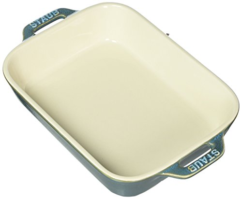 STAUB Ceramics Rectangular Baking Dish, 7.5x6-inch, Rustic Turquoise
