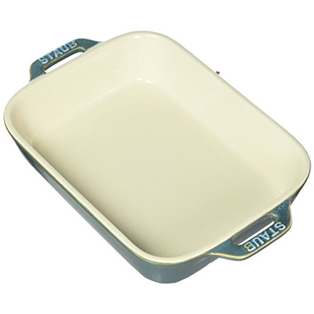 STAUB Ceramics Rectangular Baking Dish, 7.5x6-inch, Rustic Turquoise