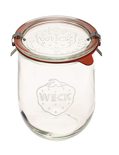 Weck Juice Jar - (2) 764 1/2-Liter jar with Rubber Rings, Steel Clamps,  Glass Lids, & Keep Fresh Lids