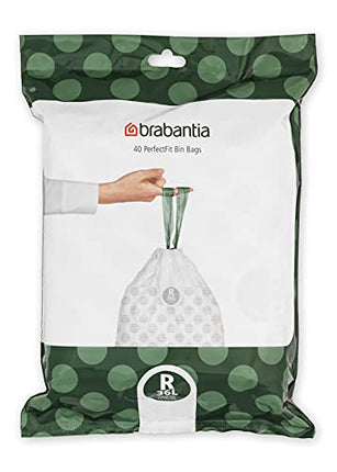 Brabantia Perfectfit Bags, Code R, 36 Litre, Dispenser Pack, 40 Bags - White