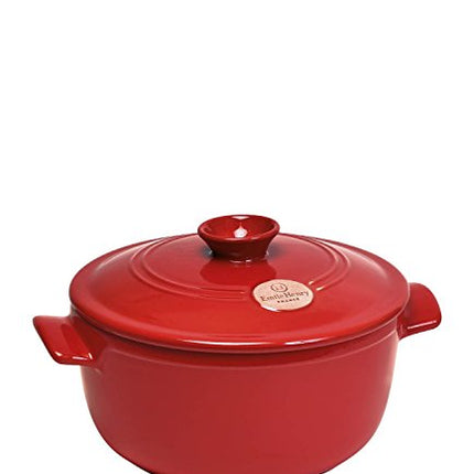 Emile Henry Flame Round Stewpot Dutch Oven, 5.5 Quart, Burgundy