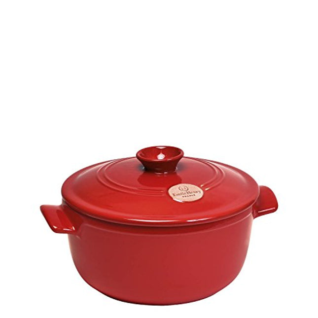 Emile Henry Flame Round Stewpot Dutch Oven, 5.5 Quart, Burgundy