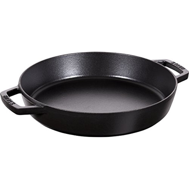 Staub Cast Iron 13-inch Double Handle Fry Pan - Matte Black, Made in France