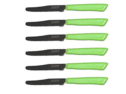 Italian Knives, Italian Style Steak Knives By Inoxbonomi Coltellerie, 6 Pack Stainless Steel In Color (Green)