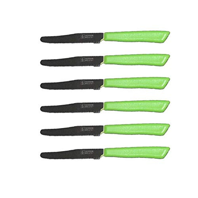 Italian Knives, Italian Style Steak Knives By Inoxbonomi Coltellerie, 6 Pack Stainless Steel In Color (Green)