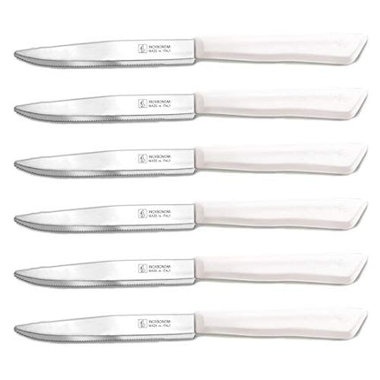 6 Kitchen Knifes (Knives) - Italian Stainless Steel Vegetable/Steak/Table Knife Cutlery (White)