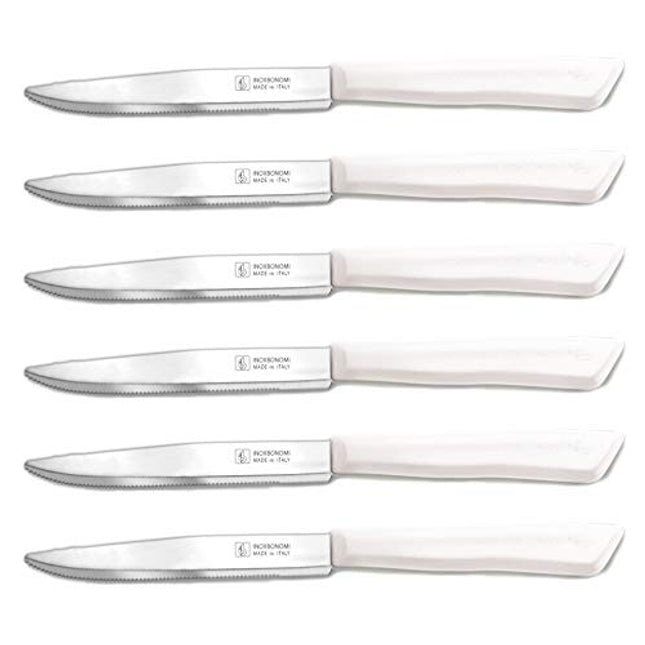 6 Kitchen Knifes (Knives) - Italian Stainless Steel Vegetable/Steak/Table Knife Cutlery (White)