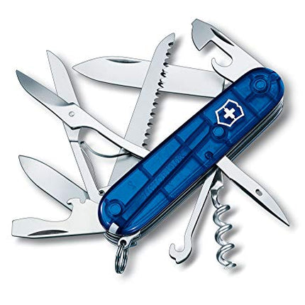 Victorinox Swiss Army Huntsman Medium Pocket Knife Sapphire 91 mm, Translucent Sapphire