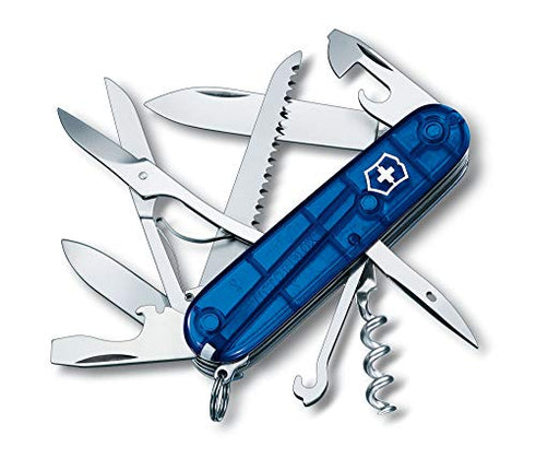 Victorinox Swiss Army Huntsman Medium Pocket Knife Sapphire 91 mm, Translucent Sapphire