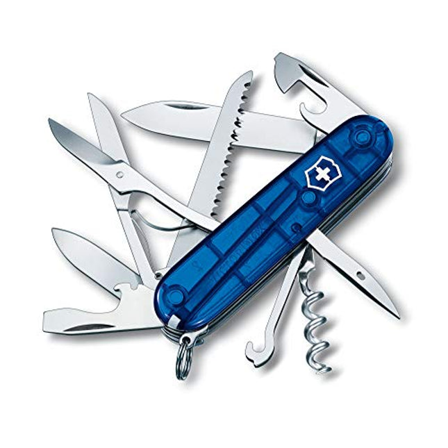 Victorinox Swiss Army Huntsman Medium Pocket Knife Sapphire 91 mm, Translucent Sapphire
