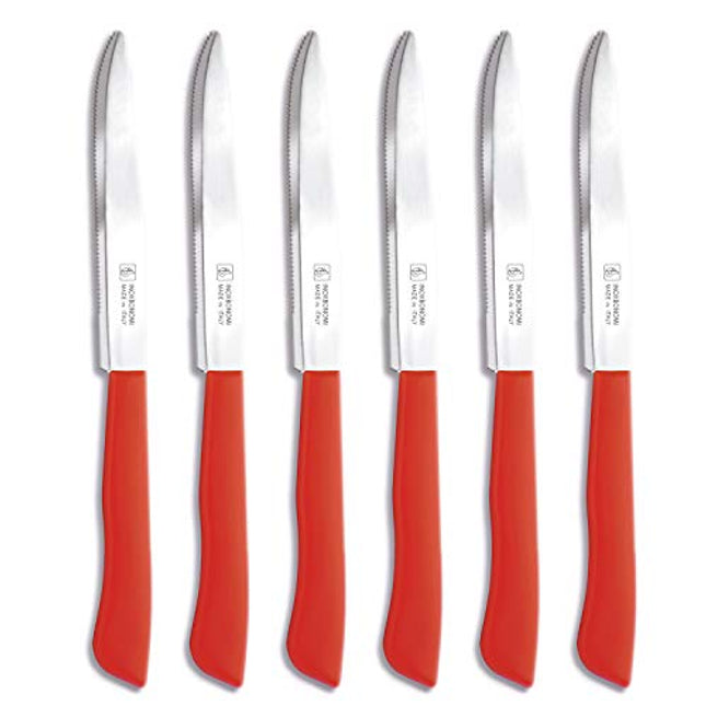 6 Kitchen Knifes (Knives) - Italian Stainless Steel Vegetable/Steak/Table Knife Cutlery (Red)
