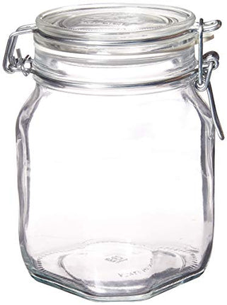 Bormioli Rocco - SYNCHKG122276 Fido Clear Glass Jar with 85 mm Gasket,1 Liter (Pack of 2)